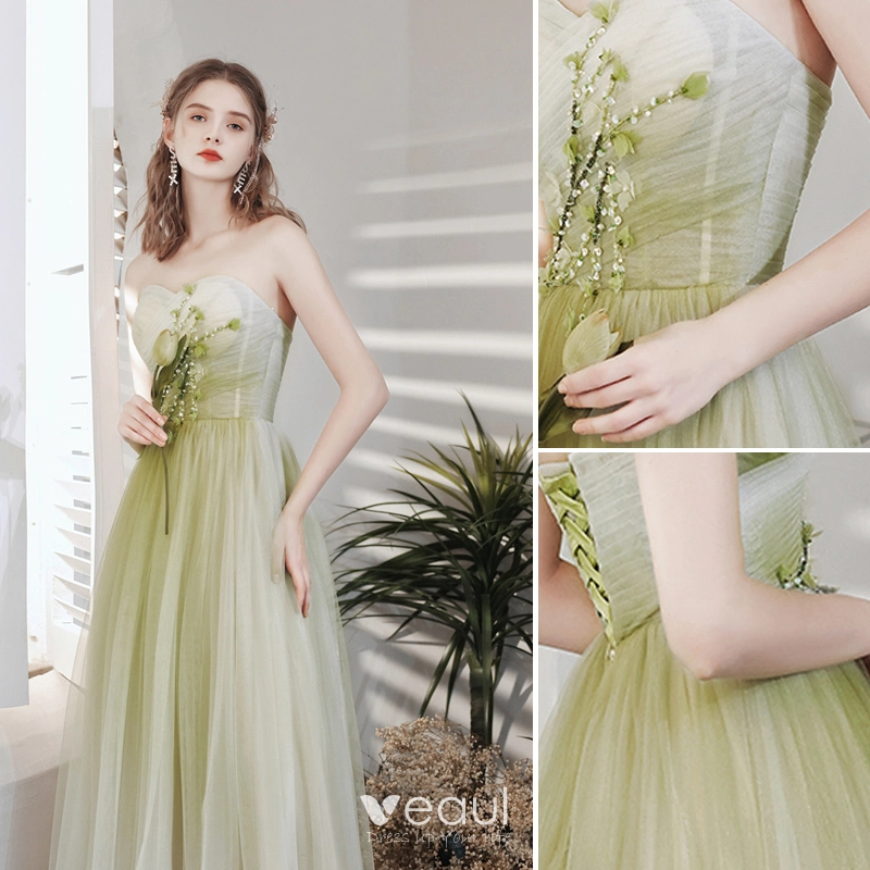 Strapless Appliques Tulle Long Prom Dresses, A-line 2021 Prom Dresses, Elegant Prom Dresses Strapless Appliques Tulle Long Prom Dresses, A-line 2021 Prom Dresses, Elegant Prom Dresses