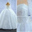 High-end Luxury / Gorgeous Ivory Beading Crystal Sequins Wedding Dresses 2021 Ball Gown Scoop Neck 3/4 Sleeve Cathedral Train Wedding