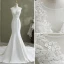 Élégant Ivoire Trompette / Sirène Satin Robe De Mariée 2021 Encolure Dégagée Sans Manches Perlage En Dentelle Fleur Chapel Train Mariage