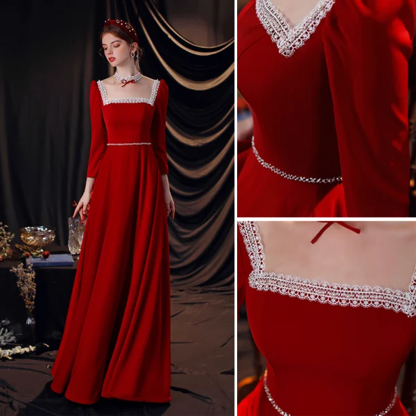 Vintage / Originale Style Chinois Bleu Roi Robe De Soirée 2018 Trompette / Sirène En Dentelle Appliques Perlage Cristal Col Haut Dos Nu Mancherons Train De Balayage Robe De Ceremonie