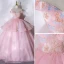 Elegant Candy Pink Prom Dresses 2021 Ball Gown Off-The-Shoulder Beading Pearl Rhinestone Lace Flower Sleeveless Backless Floor-Length / Long Prom Formal Dresses