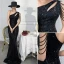 Élégant Champagne Robe De Mariée 2018 Robe Boule En Dentelle Appliques Paillettes Encolure Dégagée Dos Nu Manches Longues Tribunal Train Mariage