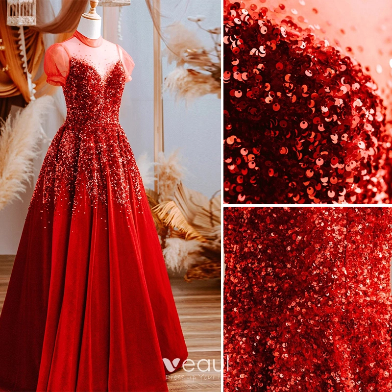 Vintage / Originale Rouge Paillettes Robe De Bal 2021 Princesse ...