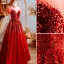 Vintage / Retro Red Sequins Prom Dresses 2021 A-Line / Princess Scoop Neck Short Sleeve Floor-Length / Long Prom Formal Dresses