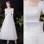 Simple Blanche Robe De Mariée 2018 Trompette / Sirène En Dentelle Perlage Encolure Dégagée 1/2 Manches Dos Nu Train De Balayage Mariage