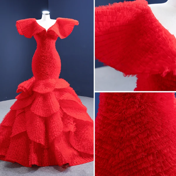 Chic / Belle Champagne Robe De Mariée 2018 Princesse En Dentelle Appliques Paillettes Encolure Dégagée Dos Nu 3/4 Manches Cathedral Train Mariage