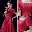 Charmant Dégradé De Couleur Robe De Bal 2018 Princesse Appliques Perlage Cristal Paillettes Encolure Dégagée Manches Courtes Longue Robe De Ceremonie