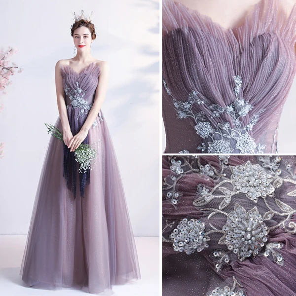 Chic / Belle Champagne Robe De Soirée 2018 Princesse Étoile Papillon Encolure Dégagée Dos Nu Sans Manches Tribunal Train Robe De Ceremonie