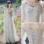 Élégant Gris Robe Demoiselle D'honneur 2021 Princesse Manches Courtes Dos Nu Appliques En Dentelle Fleur Longue Demoiselle D'honneur Robe Pour Mariage