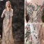 High-end Champagne Evening Dresses  2021 Trumpet / Mermaid Scoop Neck Beading Sequins Lace Flower 3/4 Sleeve Floor-Length / Long Evening Party Formal Dresses