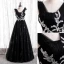 Chic / Belle Noire Robe De Bal 2021 Princesse V-Cou Volants Faux Diamant Paillettes Longue Sans Manches Dos Nu Robe De Ceremonie