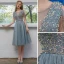 Scintillantes Bleu Ciel Robe De Graduation 2021 Princesse Encolure Dégagée Perlage Gland Paillettes Sans Manches Dos Nu Thé Longueur Soirée Robe De Ceremonie