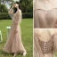 Simple Champagne Robe Demoiselle D'honneur 2021 Princesse Encolure Dégagée Manches Courtes Dos Nu Longue Robe Pour Mariage
