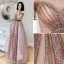 Chic / Beautiful Red Evening Dresses  2017 A-Line / Princess V-Neck Crossed Straps Backless Sleeveless Floor-Length / Long Evening Party
