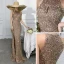 Sparkly Gold Trumpet / Mermaid Evening Dresses  2021 Scoop Neck Sequins Sleeveless Floor-Length / Long Evening Party Formal Dresses