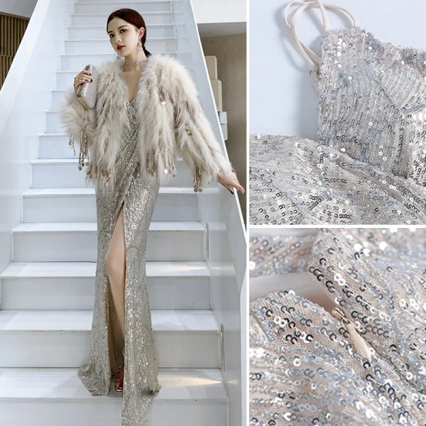 Chic / Beautiful Evening Dresses 2017 A-Line / Princess Lace Sequins Scoop Neck Sleeveless Floor-Length / Long Formal Dresses