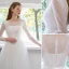 Simple Ivoire Robe De Mariée 2021 Princesse Encolure Dégagée Noeud En Dentelle Fleur Manches Longues Tribunal Train Mariage