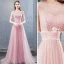 Chic / Belle Rose Bonbon Robe De Soirée 2018 Princesse Perlage Paillettes Encolure Dégagée Sans Manches Train De Balayage Robe De Ceremonie