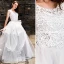Chic / Beautiful White Prom Dresses 2019 A-Line / Princess Lace Cascading Ruffles Scoop Neck Backless Sleeveless Floor-Length / Long Formal Dresses
