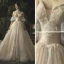 Luxury / Gorgeous Champagne Wedding Dresses 2019 A-Line / Princess Lace Beading Crystal Strapless Backless Sleeveless Cathedral Train