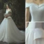 Elegant Elfenben Brudekjoler 2019 Prinsesse Av Skulderen Korte Ermer Ryggløse Chapel Train