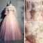 Chic / Beautiful Pearl Pink Prom Dresses 2019 Ball Gown Appliques Lace Off-The-Shoulder 1/2 Sleeves Backless Floor-Length / Long Formal Dresses