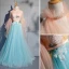 Unique Bleu Robe De Soirée 2019 Princesse En Dentelle Perle Paillettes Col Haut Manches Longues Dos Nu Longue Robe De Ceremonie