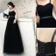 Modern / Fashion Black Evening Dresses  2019 A-Line / Princess Spaghetti Straps Sleeveless Backless Floor-Length / Long Formal Dresses