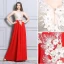 Sexy Rouge Robe De Soirée 2019 Princesse Appliques En Dentelle Faux Diamant V-Cou Sans Manches Dos Nu Fendue devant Longue Robe De Ceremonie