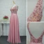 Moderne / Mode Rose Bonbon Fait main Perlage Robe De Soirée 2019 Princesse Cristal Perle Paillettes V-Cou Sans Manches Dos Nu Longue Robe De Ceremonie