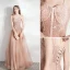 Chic / Beautiful Champagne Prom Dresses 2021 A-Line / Princess Spaghetti Straps Beading Lace Flower Sleeveless Backless Floor-Length / Long Formal Dresses