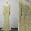Luxe Scintillantes Argenté Fait main Perlage Robe De Soirée 2019 Trompette / Sirène Cristal Paillettes Gland V-Cou Manches Longues Dos Nu Train De Balayage Robe De Ceremonie
