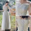 Élégant Gris Robe Demoiselle D'honneur 2021 Princesse Manches Courtes Dos Nu Appliques En Dentelle Fleur Longue Demoiselle D'honneur Robe Pour Mariage