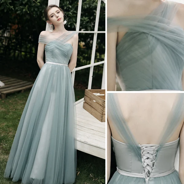 Élégant Perle Rose Robe De Soirée 2018 Princesse Appliques Perlage Paillettes V-Cou Noeud Dos Nu Sans Manches Longue Robe De Ceremonie