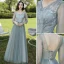 Chic / Beautiful Prom Dresses 2017 A-Line / Princess Appliques Pearl Lace V-Neck Crossed Straps Long Sleeve Floor-Length / Long