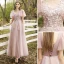 Mode Rougissant Rose Robe Demoiselle D'honneur 2021 Princesse Encolure Dégagée En Dentelle Fleur Appliques Manches Courtes Dos Nu Longue Robe Pour Mariage