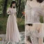 Modest / Simple Blushing Pink Bridesmaid Dresses 2021 A-Line / Princess Scoop Neck Short Sleeve Backless Floor-Length / Long Wedding Party Dresses