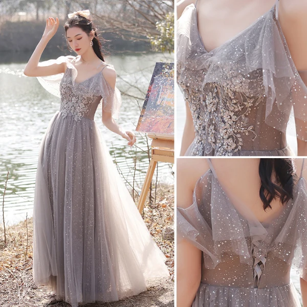 princess cut bridesmaid dresses 2026 Bridesmaid Dresses Elegant A-Line Deep V-Neck Sleeveless Long Formal Wedding Guest Evening Gowns with Split Side & Pocket, Coral