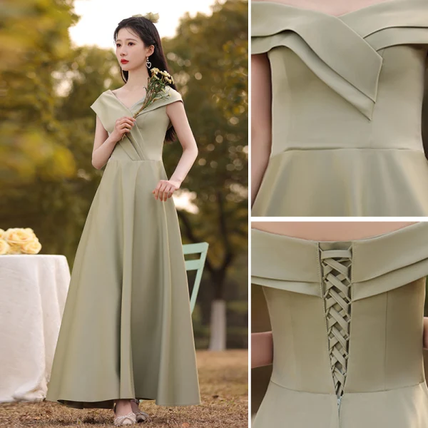 Chic / Beautiful Champagne Bridesmaid Dresses 2018 A-Line / Princess Bow Lace Sleeveless Backless Short Wedding Party Dresses
