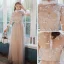 Chinese style Elegant Blushing Pink Embroidered Bridesmaid Dresses 2021 A-Line / Princess Scoop Neck 3/4 Sleeve Floor-Length / Long Wedding Party Dresses