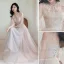 Mode Perle Rose Robe Demoiselle D'honneur 2021 Princesse Encolure Dégagée En Dentelle Fleur Appliques 3/4 Manches Dos Nu Longue Robe Pour Mariage