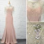 Moderne / Mode 2 Pièces Perlage Perle Rose Robe De Soirée 2019 Trompette / Sirène Cristal Faux Diamant Gland Encolure Dégagée Sans Manches Longue Robe De Ceremonie