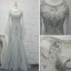Luxury / Gorgeous Champagne Handmade  Beading Evening Dresses  2019 Trumpet / Mermaid Crystal Rhinestone Sequins Scoop Neck Bell sleeves Sweep Train Formal Dresses