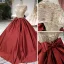 Sparkly Vintage / Retro Grey Handmade  Beading Prom Dresses 2019 Ball Gown Scoop Neck Crystal Pearl Sequins Short Sleeve Backless Bow Cathedral Train Formal Dresses