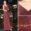 Bling Bling Bordeaux Paillettes Robe De Soirée 2019 Princesse Bretelles Spaghetti Sans Manches Dos Nu Métal Ceinture Longue Robe De Ceremonie