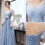 Modest / Simple Sky Blue Bow Sash Bridesmaid Dresses 2021 A-Line / Princess Short Sleeve Backless Floor-Length / Long Wedding Party Dresses