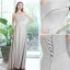 Modest / Simple Grey Satin Bridesmaid Dresses 2021 A-Line / Princess Short Sleeve Backless Floor-Length / Long Wedding Party Dresses