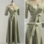 Simple Vert Cendré Satin Robe Demoiselle D'honneur 2021 Princesse Dos Nu Thé Longueur Robe Pour Mariage