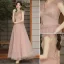 Modest / Simple Dusky Pink Bridesmaid Dresses 2021 A-Line / Princess Short Sleeve Floor-Length / Long Wedding Party Dresses