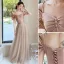 Chic / Beautiful Blushing Pink Bridesmaid Dresses 2021 A-Line / Princess Bow Sash Rhinestone Short Sleeve Backless Floor-Length / Long Wedding Party Dresses